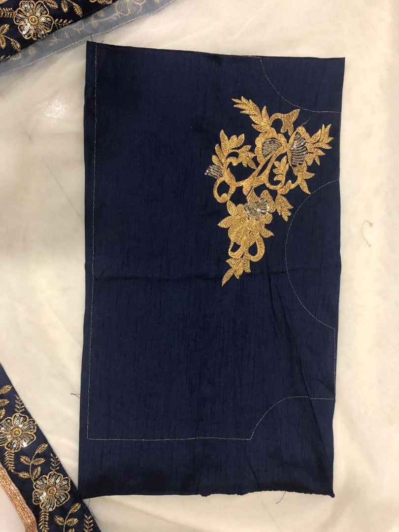 Brown net embroidered partywear saree