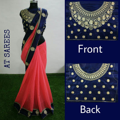 Chanderi cotton silk beautiful embroidered border saree with heavy blouse