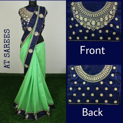 Chanderi cotton silk beautiful embroidered border saree with heavy blouse