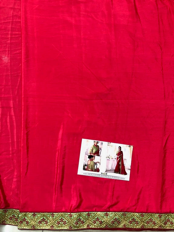 chinon silk pink embroidered saree with fancy blouse work