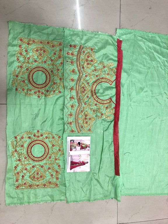 chinon silk pink embroidered saree with fancy blouse work