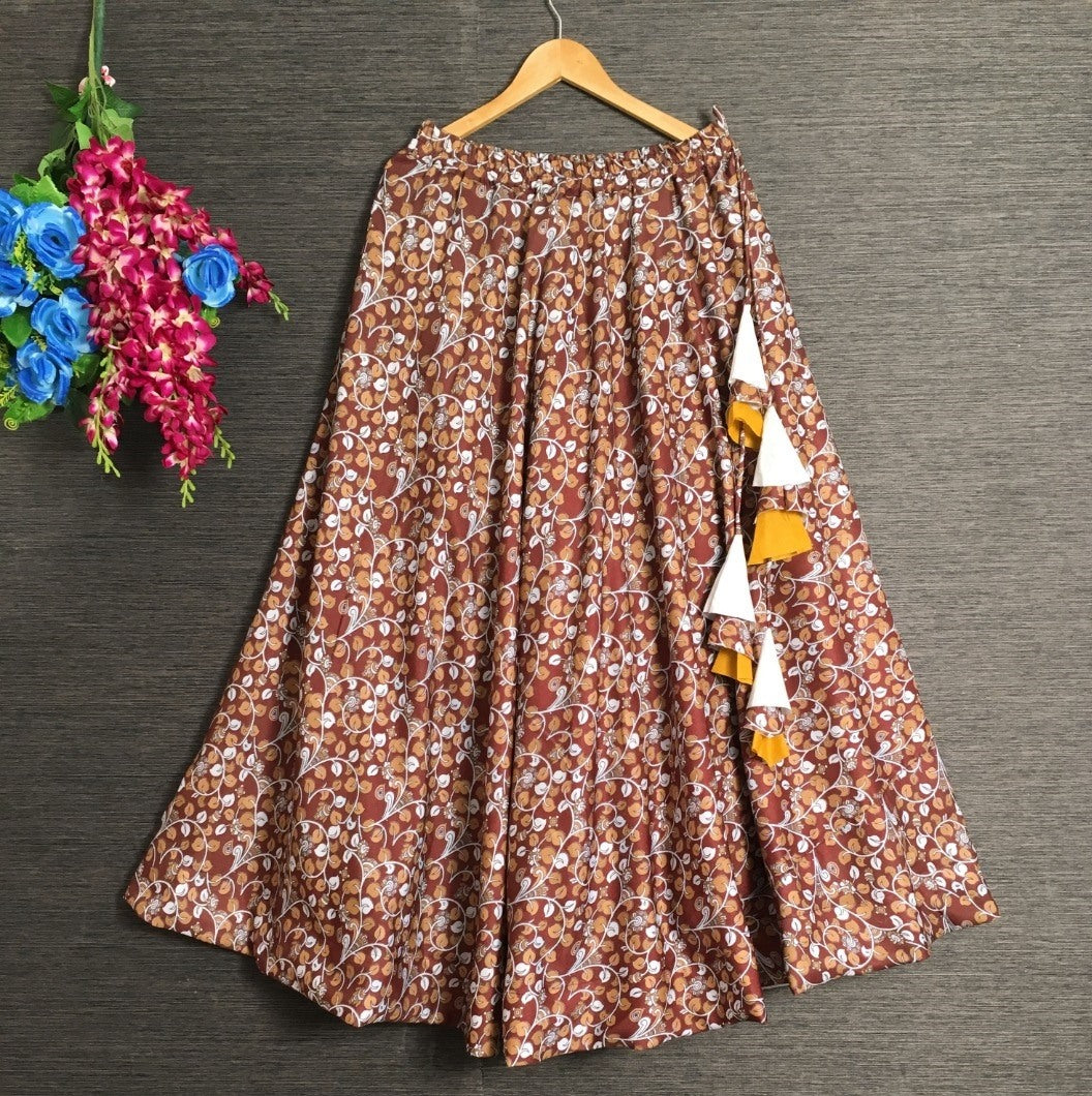 Coffee heavy rayon digital printed skirt
