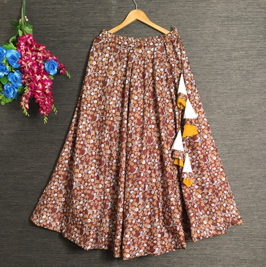 Coffee heavy rayon digital printed skirt