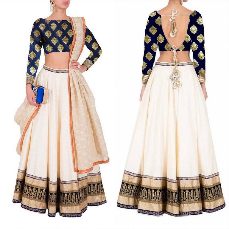 Cream banglori silk partywear lehenga