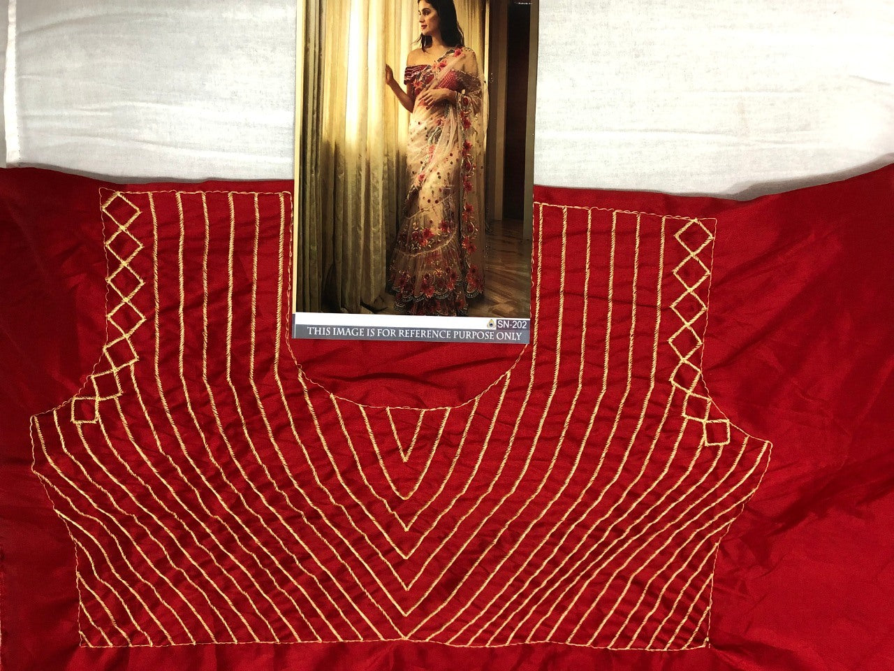 Cream mono net multi threadworked designer saree