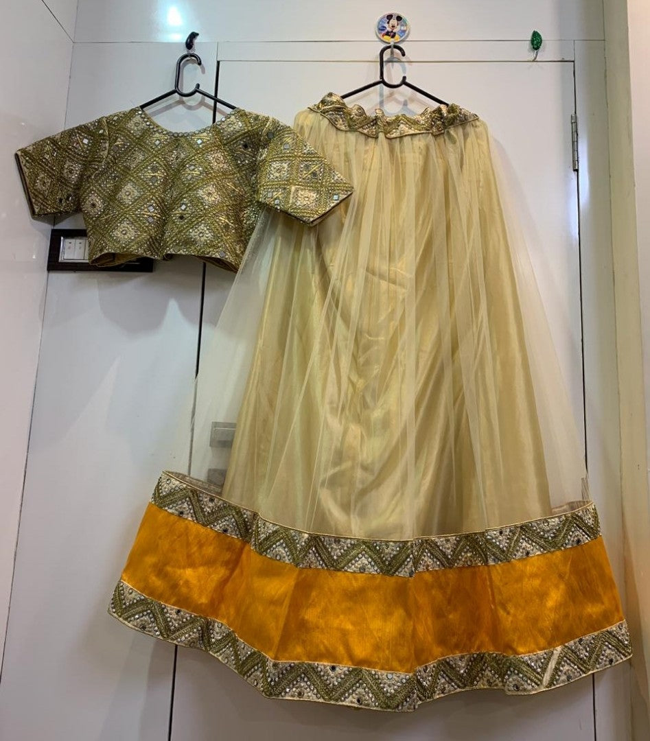 cream net beautiful ceremonial lehenga choli