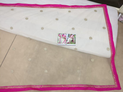 cream net fancy thread embroidered festival wear saree