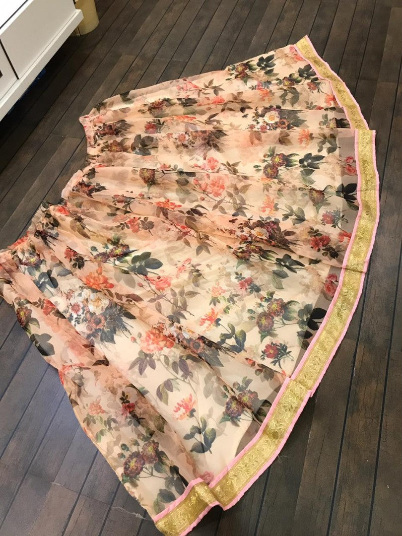 cream orgenza digital floral printed ceremonial lehenga choli