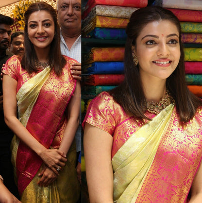 Cream soft lichi silk jacquard weaving work wedding saree