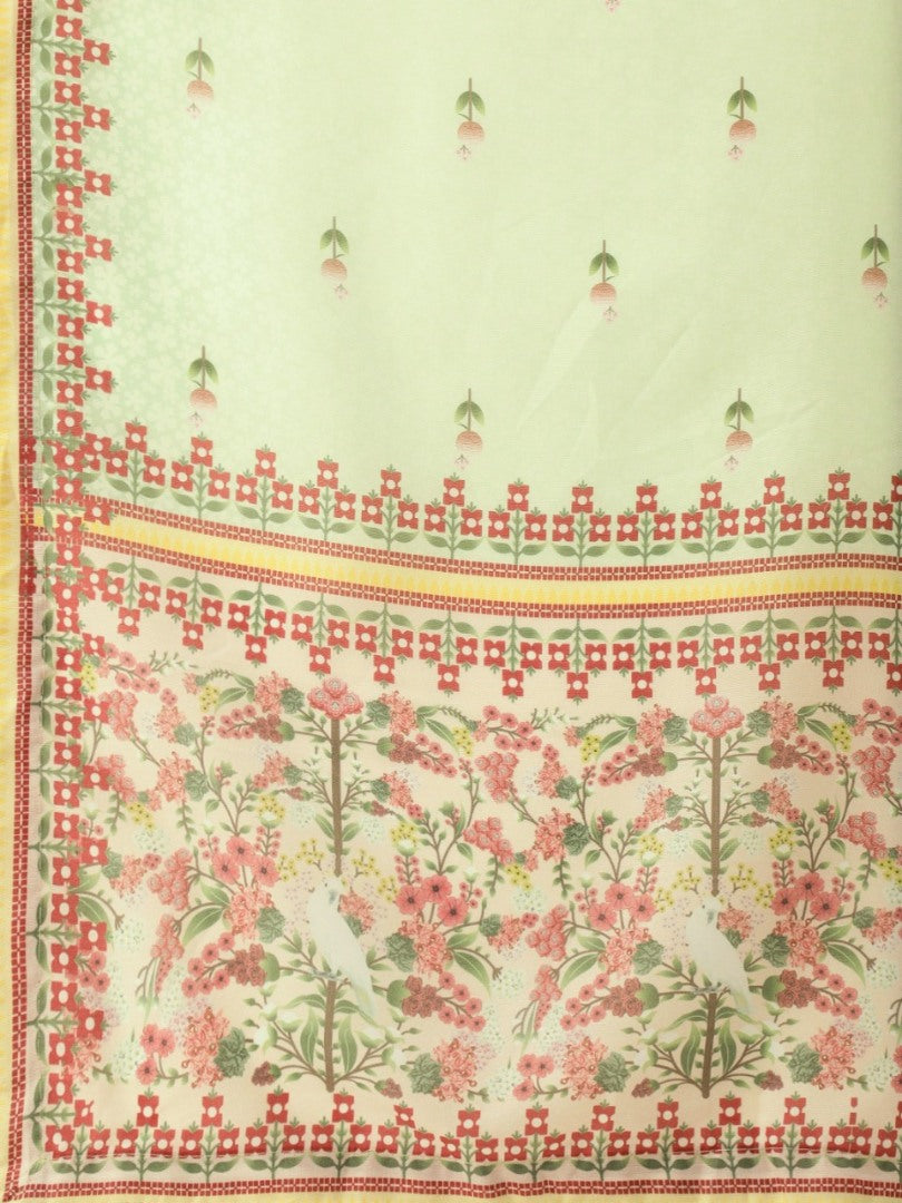 Cream vaishali silk digital flower printed traditional lehenga choli