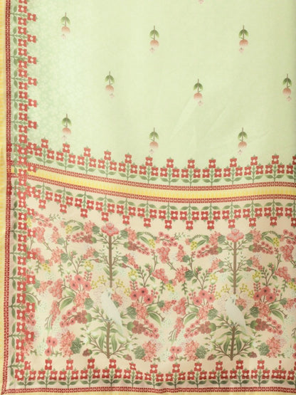 Cream vaishali silk digital flower printed traditional lehenga choli