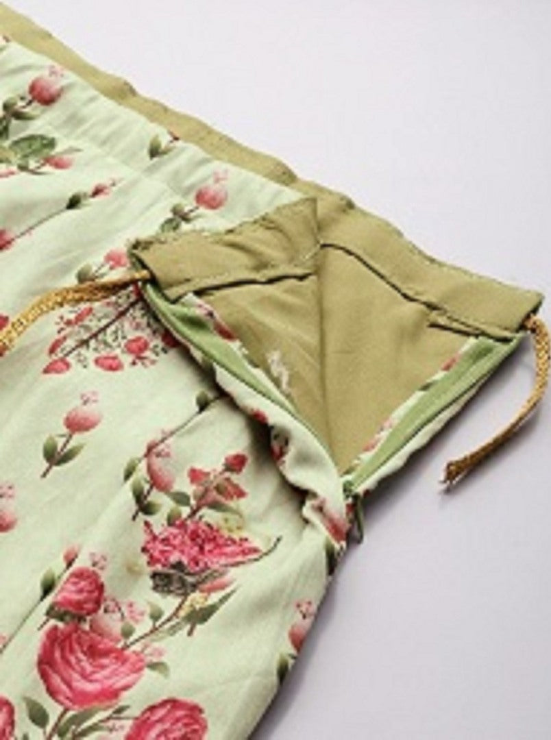 Cream vaishali silk digital flower printed traditional lehenga choli