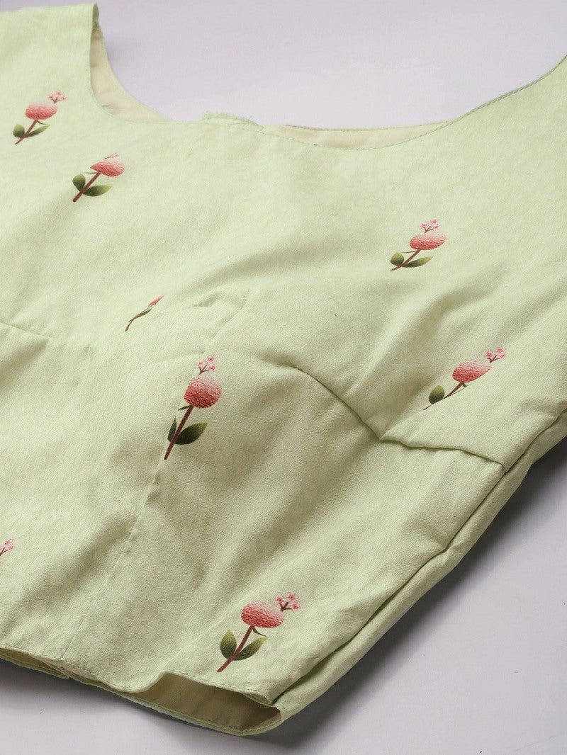 Cream vaishali silk digital flower printed traditional lehenga choli