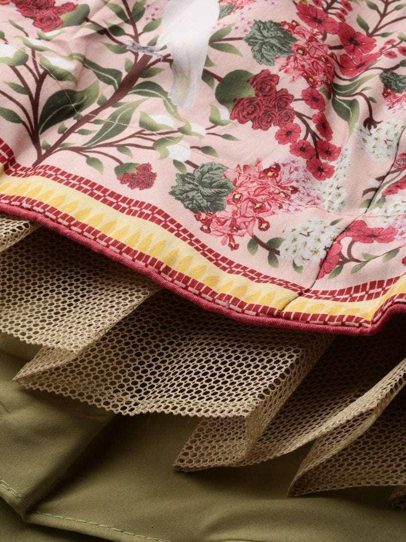 Cream vaishali silk digital flower printed traditional lehenga choli