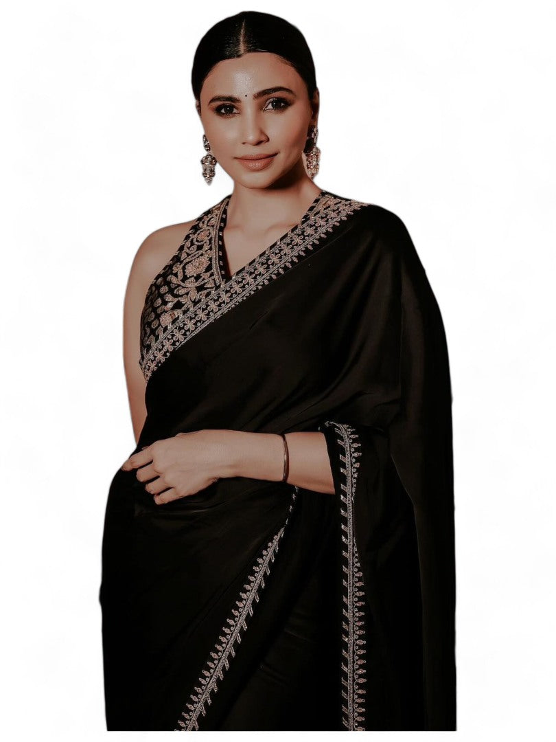 Daisy shah designer bollywood black party wear saree
