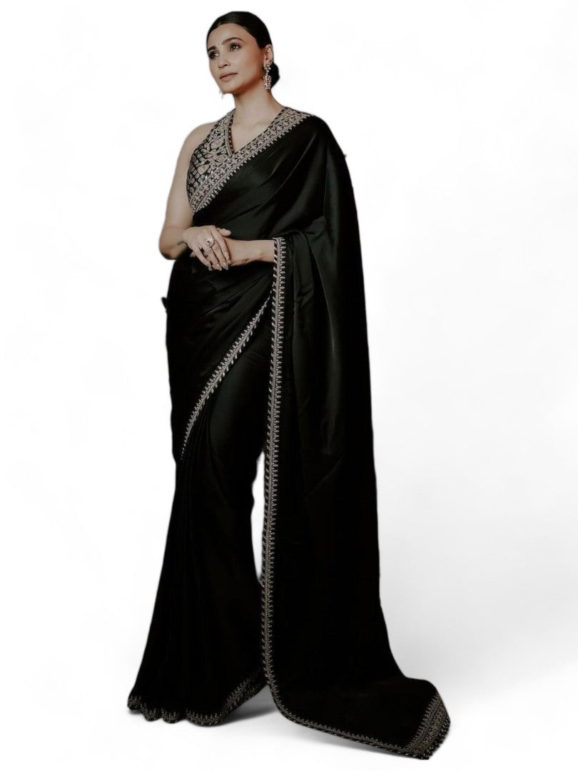 Daisy shah designer bollywood black party wear saree