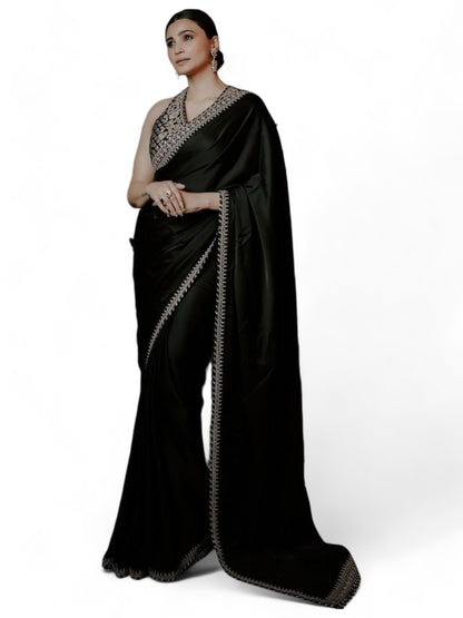 Daisy shah designer bollywood black party wear saree