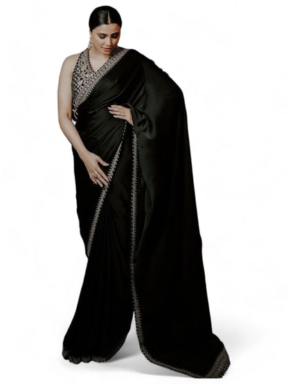 Daisy shah designer bollywood black party wear saree