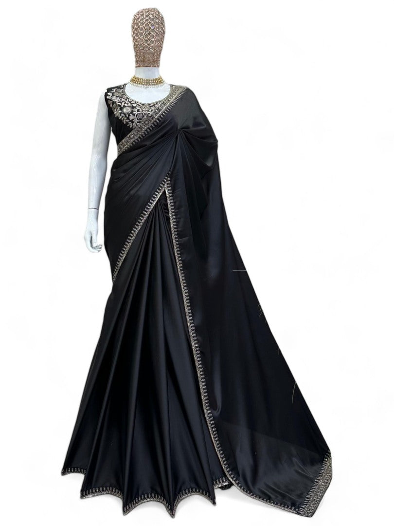 Daisy shah designer bollywood black party wear saree