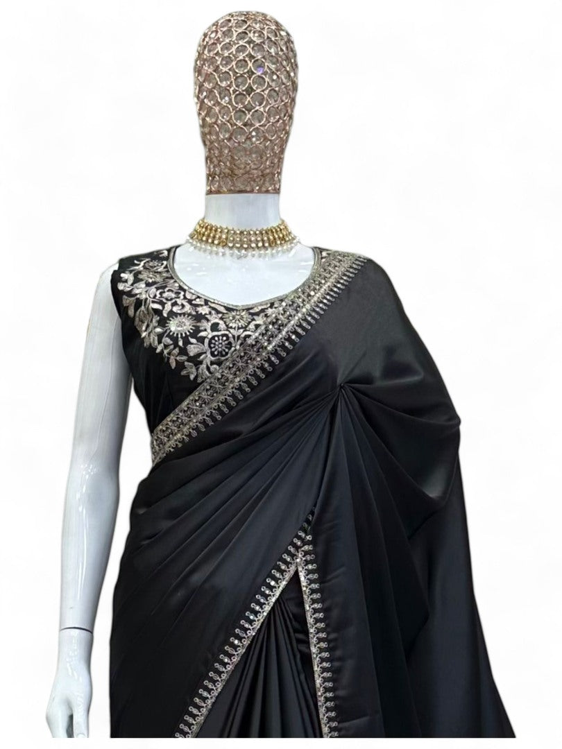 Daisy shah designer bollywood black party wear saree