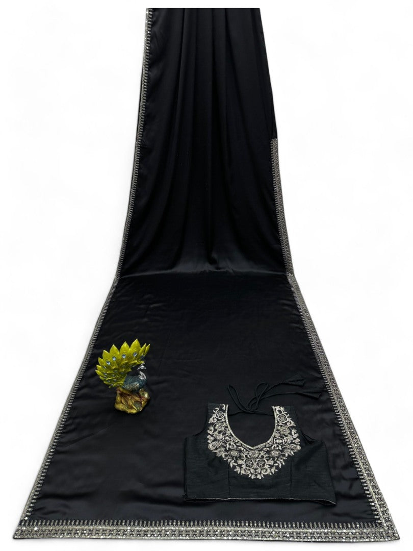 Daisy shah designer bollywood black party wear saree