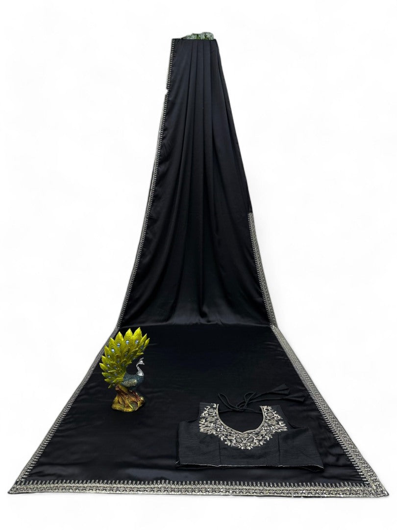 Daisy shah designer bollywood black party wear saree