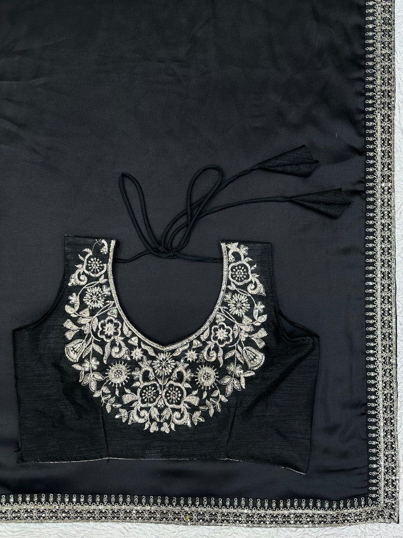 Daisy shah designer bollywood black party wear saree