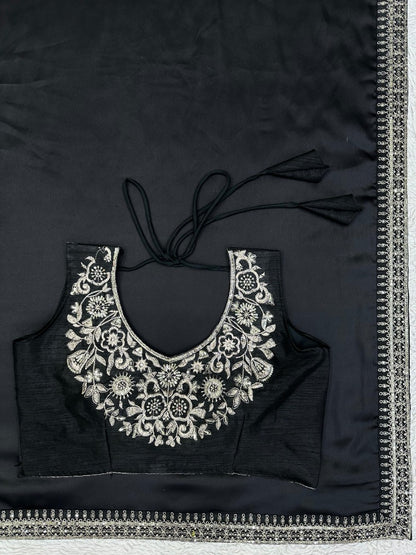 Daisy shah designer bollywood black party wear saree