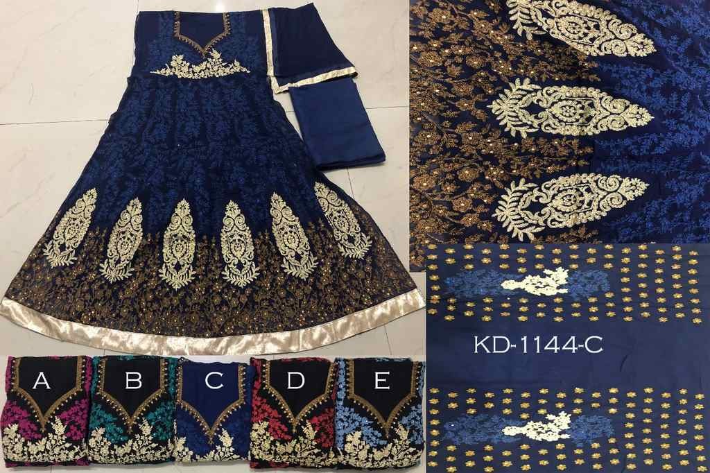 dark blue georgette heavy embroidered wedding gown