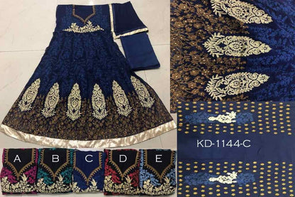 dark blue georgette heavy embroidered wedding gown