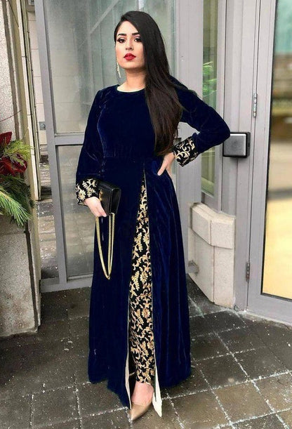 Dark blue velvet suit