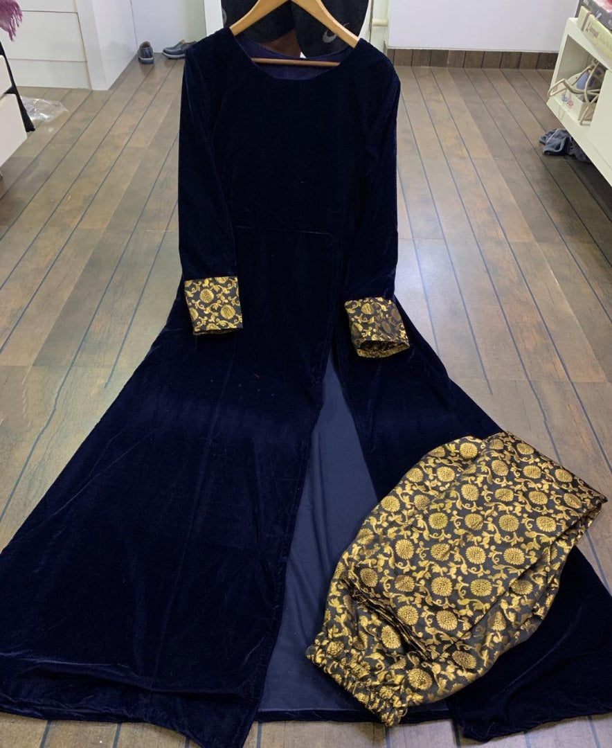 Dark blue velvet suit