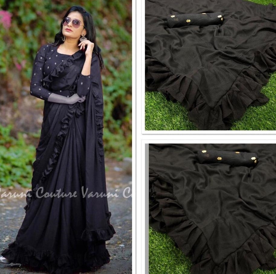 dark blue vichitra silk partywear saree