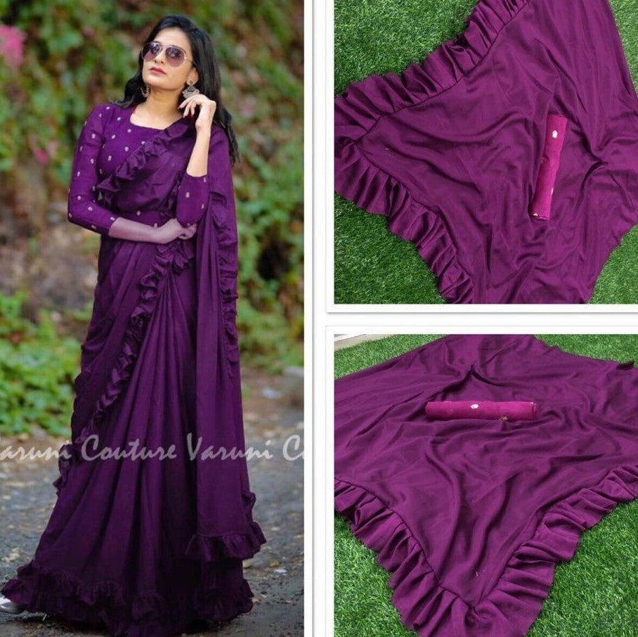 dark blue vichitra silk partywear saree