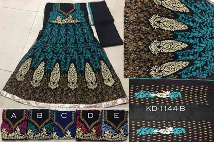 dark green georgette heavy embroidered wedding gown