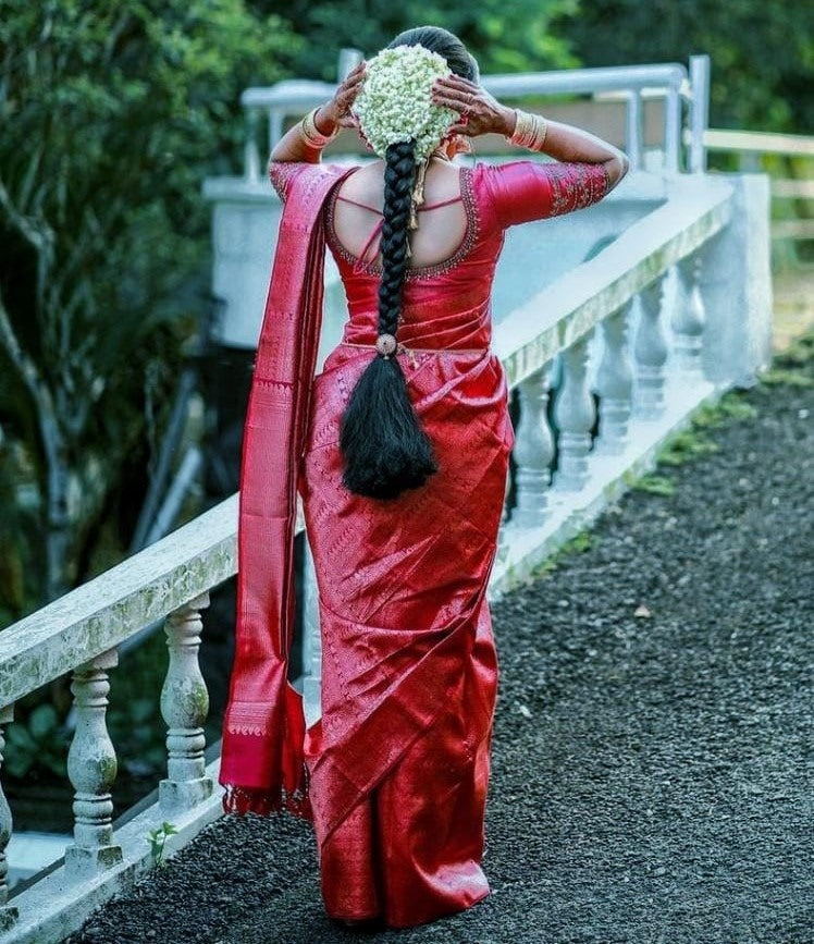 Dark pink banarasi kota silk jacquard weaing work wedding saree