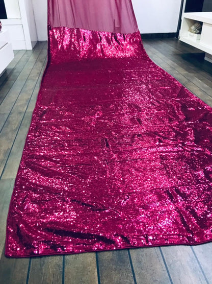 Dark pink georgette sequence work partywear saree