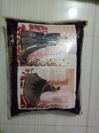 Dark purple heavy emboridered long wedding gown with dupatta