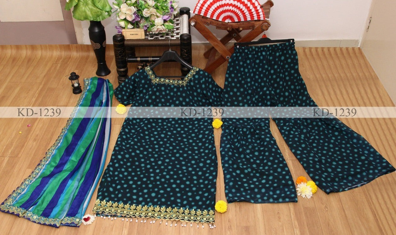 Dark rama blue sharara salwar suit