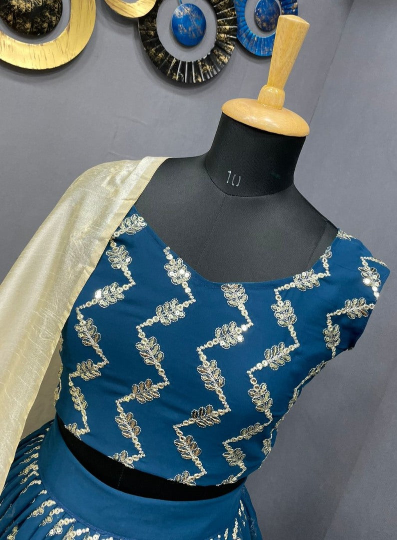 Dark rama georgette heavy embroidered wedding lehenga choli