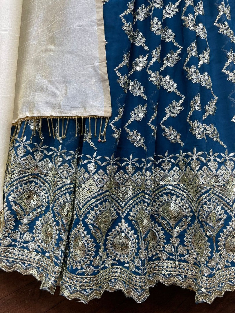 Dark rama georgette heavy embroidered wedding lehenga choli