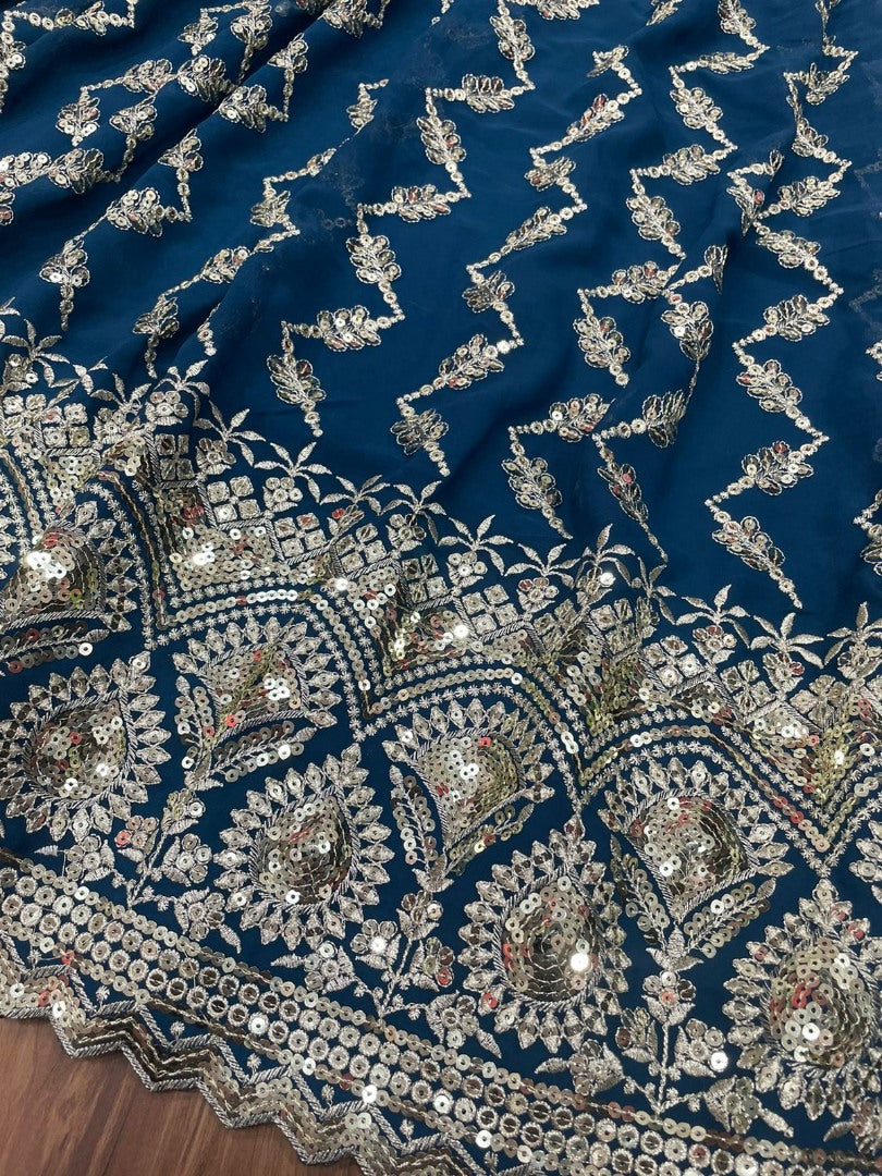 Dark rama georgette heavy embroidered wedding lehenga choli