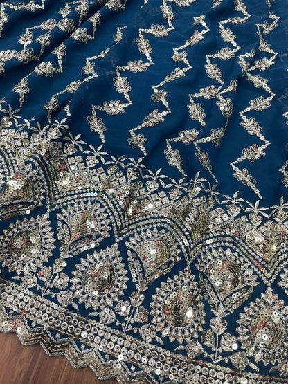 Dark rama georgette heavy embroidered wedding lehenga choli