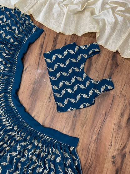 Dark rama georgette heavy embroidered wedding lehenga choli