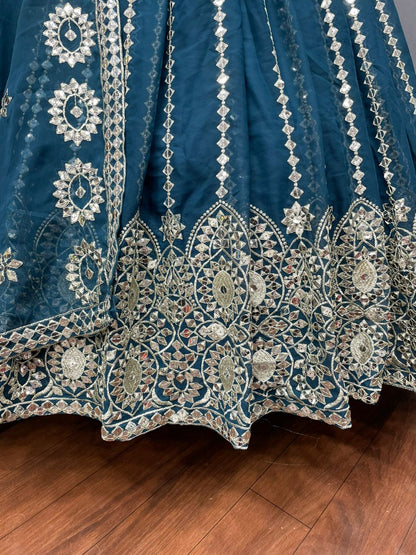 Dark rama georgette heavy sequence embroidered wedding lehenga choli