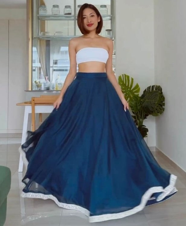 Dark rama organza plain party wear lehenga choli