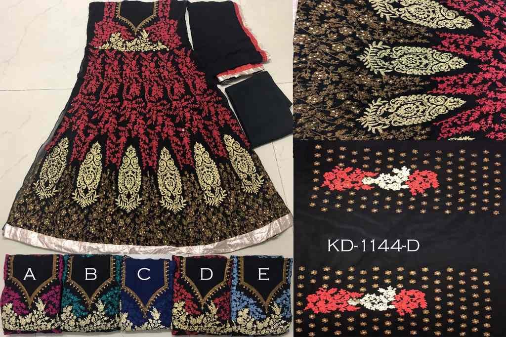 dark red georgette heavy embroidered wedding gown