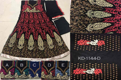 dark red georgette heavy embroidered wedding gown