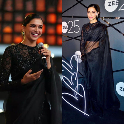 deepika padukon Black partywear saree