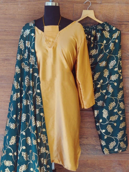 Designer beautiful soft satin plazzo suit with tassel dupatta